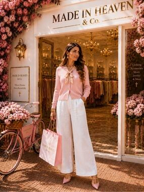 Made in Heaven Pink Cardigan with Tie Neck